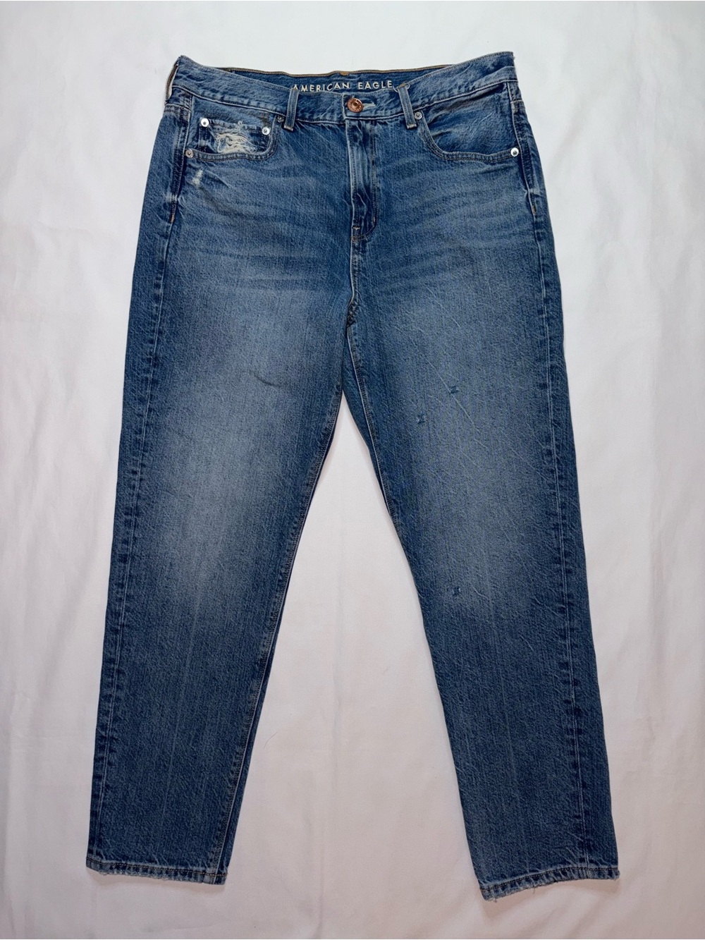 American Eagle 90s Slim Boyfriend Jeans Womens 8 Light Wash Distressed Straight